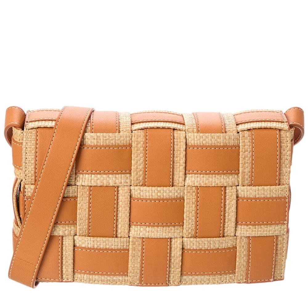 J. McLaughlin Tan Woven Crossbody Bag
